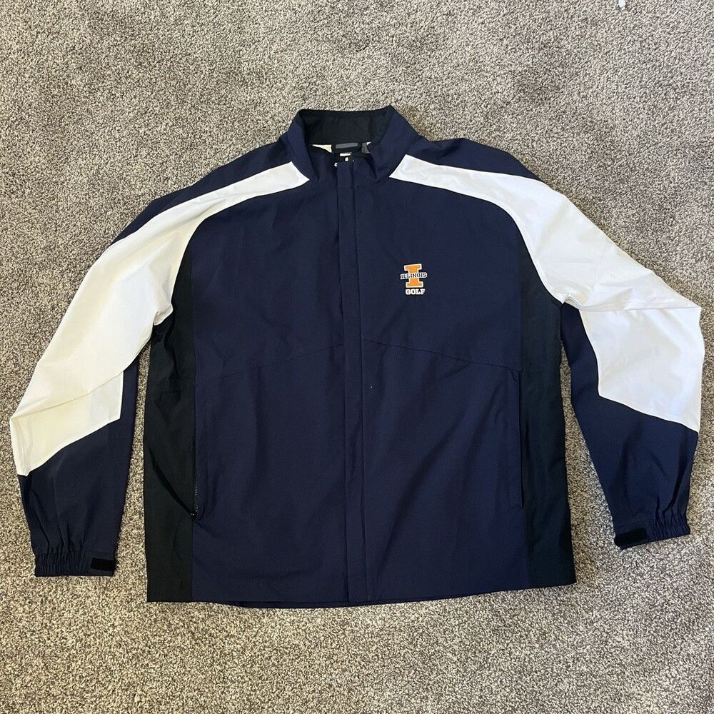 FootJoy DryJoys Men’s 2XL Blue/White Colorblock Full Zip Golf Windbreaker